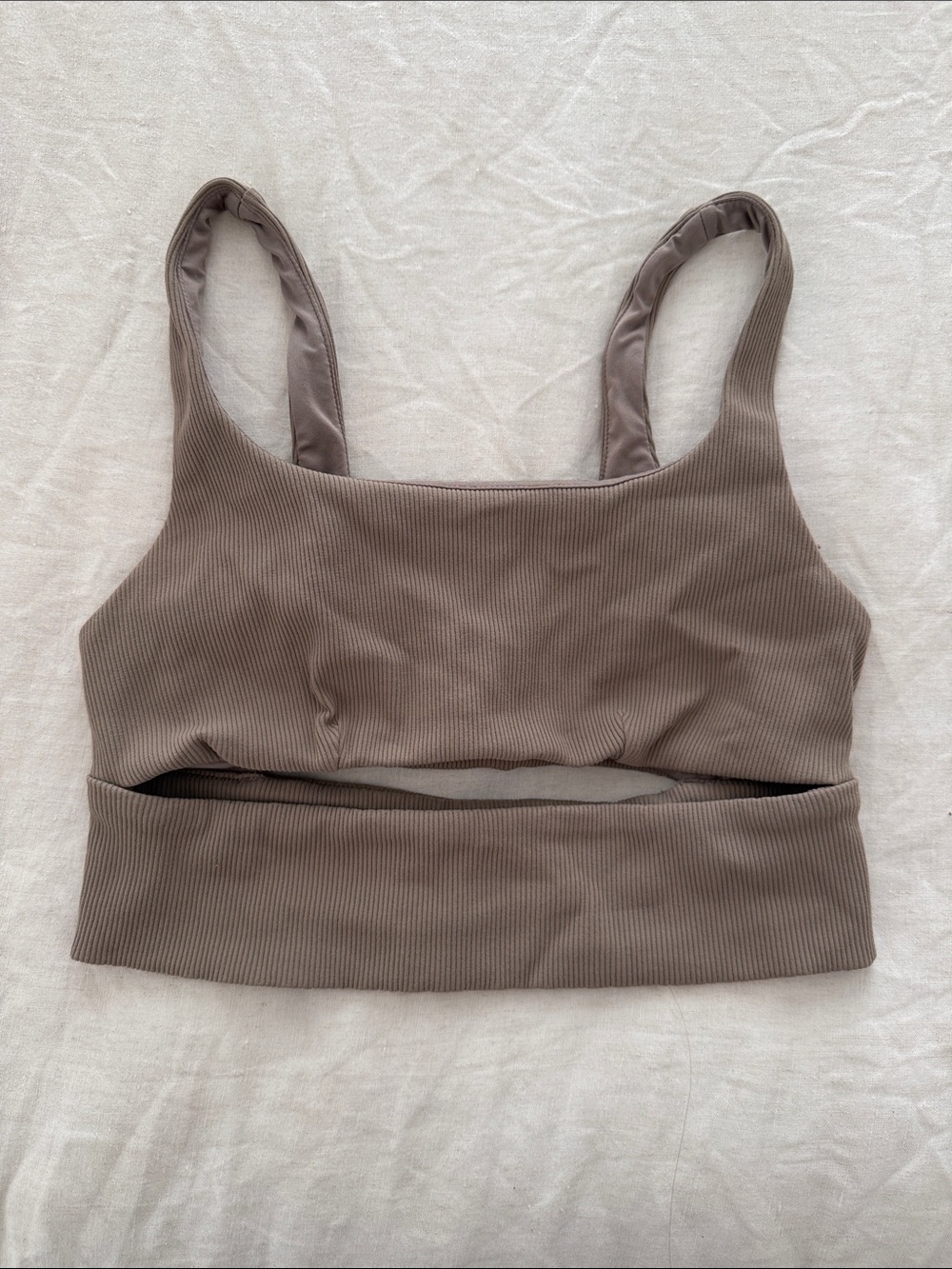 ALO Yoga Ribbed Scoop Bralette in Taupe